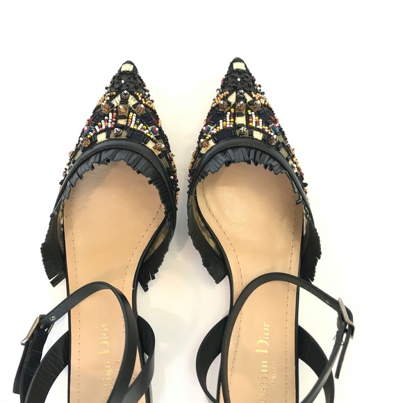 Dior Embroidered Pointed Toe Flats - Picture 4 of 11